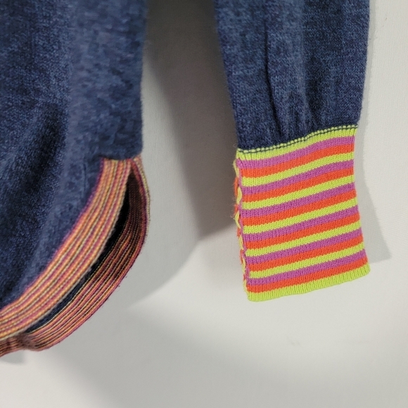 ZAKET & PLOVER Women Knit Top XS Cloud Gray Cashmere Contrasting Cuff Embroidery - Picture 7 of 12